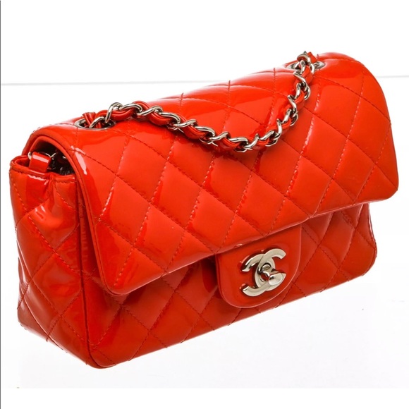 chanel patent rectangular mini